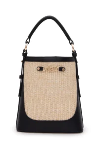 Pierre Cardin Black Straw Bag - Image 3