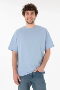 US Polo Assn. Men Oversized Fit Crew Neck Light Blue T-Shirt