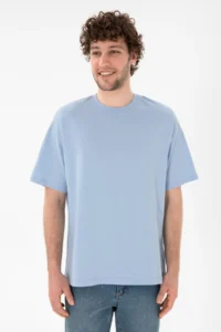 US Polo Assn. Men Oversized Fit Crew Neck Light Blue T-Shirt - Image 2