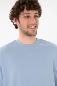 US Polo Assn. Men Oversized Fit Crew Neck Light Blue T-Shirt - Image 3
