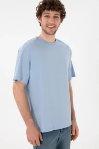 US Polo Assn. Men Oversized Fit Crew Neck Light Blue T-Shirt - Image 4
