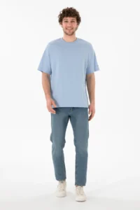 US Polo Assn. Men Oversized Fit Crew Neck Light Blue T-Shirt - Image 5