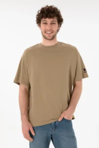 US Polo Assn. Men Oversized Fit Crew Neck Khaki T-Shirt