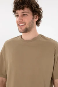 US Polo Assn. Men Oversized Fit Crew Neck Khaki T-Shirt - Image 3
