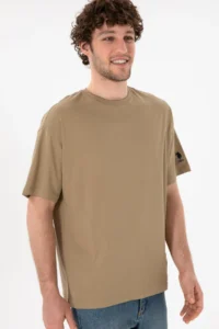 US Polo Assn. Men Oversized Fit Crew Neck Khaki T-Shirt - Image 4