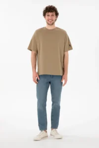 US Polo Assn. Men Oversized Fit Crew Neck Khaki T-Shirt - Image 5