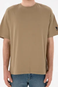 US Polo Assn. Men Oversized Fit Crew Neck Khaki T-Shirt - Image 7
