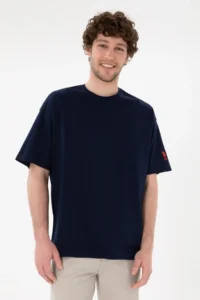 US Polo Assn. Men Oversized Fit Crew Neck Navy Blue T-Shirt - Image 2