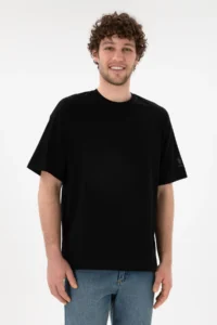 US Polo Assn. Men Oversized Fit Crew Neck Black T-Shirt - Image 2