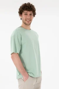 US Polo Assn. Men Oversized Fit Crew Neck Aqua Green T-Shirt - Image 2