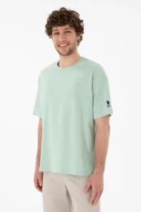 US Polo Assn. Men Oversized Fit Crew Neck Aqua Green T-Shirt - Image 4