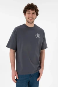 US Polo Assn. Men Oversized Fit Crew Neck Anthracite T-Shirt - Image 2
