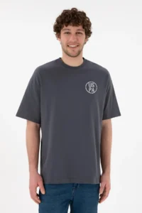 US Polo Assn. Men Oversized Fit Crew Neck Anthracite T-Shirt - Image 4