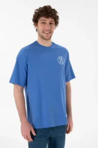 US Polo Assn. Men Oversized Fit Crew Neck Indigo T-Shirt - Image 2