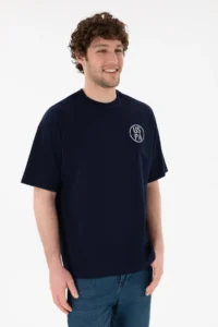 US Polo Assn. Men Oversized Fit Crew Neck Navy Blue T-Shirt - Image 2