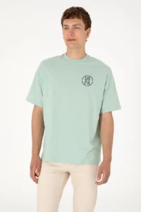 US Polo Assn. Men Oversized Fit Crew Neck Aqua Green T-Shirt - Image 5