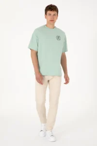 US Polo Assn. Men Oversized Fit Crew Neck Aqua Green T-Shirt - Image 6