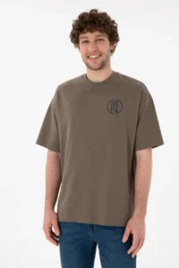 US Polo Assn. Men Oversized Fit Crew Neck Mink T-Shirt - Image 4