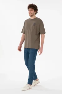 US Polo Assn. Men Oversized Fit Crew Neck Mink T-Shirt - Image 5