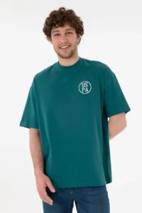 US Polo Assn. Men Oversized Fit Crew Neck Dark Green T-Shirt - Image 2