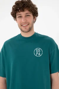 US Polo Assn. Men Oversized Fit Crew Neck Dark Green T-Shirt - Image 3