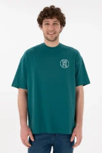 US Polo Assn. Men Oversized Fit Crew Neck Dark Green T-Shirt - Image 4