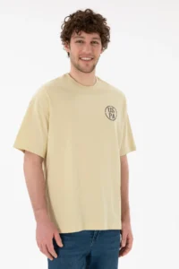 US Polo Assn. Men Oversized Fit Crew Neck Light Khaki T-Shirt - Image 2