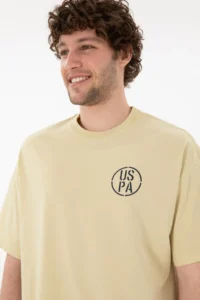 US Polo Assn. Men Oversized Fit Crew Neck Light Khaki T-Shirt - Image 3