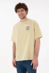 US Polo Assn. Men Oversized Fit Crew Neck Light Khaki T-Shirt - Image 4