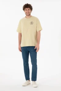 US Polo Assn. Men Oversized Fit Crew Neck Light Khaki T-Shirt - Image 5