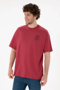 US Polo Assn. Men Oversized Fit Crew Neck Cherry T-Shirt - Image 2