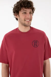 US Polo Assn. Men Oversized Fit Crew Neck Cherry T-Shirt - Image 3