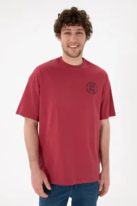 US Polo Assn. Men Oversized Fit Crew Neck Cherry T-Shirt - Image 4