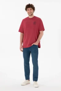 US Polo Assn. Men Oversized Fit Crew Neck Cherry T-Shirt - Image 5