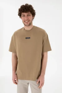 US Polo Assn. Men Oversized Fit Crew Neck Khaki T-Shirt - Image 2