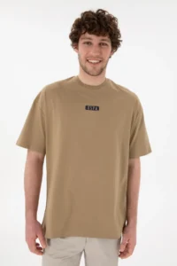 US Polo Assn. Men Oversized Fit Crew Neck Khaki T-Shirt - Image 4