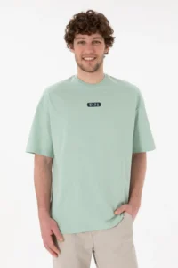 US Polo Assn. Men Oversized Fit Crew Neck Aqua Green T-Shirt