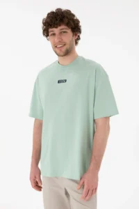 US Polo Assn. Men Oversized Fit Crew Neck Aqua Green T-Shirt - Image 2