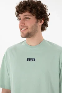 US Polo Assn. Men Oversized Fit Crew Neck Aqua Green T-Shirt - Image 3