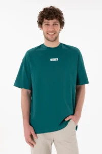 US Polo Assn. Men Oversized Fit Crew Neck Dark Green T-Shirt