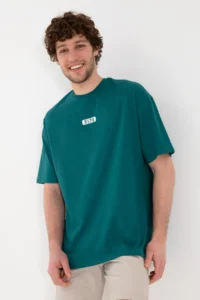 US Polo Assn. Men Oversized Fit Crew Neck Dark Green T-Shirt - Image 2