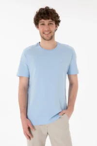 US Polo Assn. Men Regular Fit Crew Neck Blue Basic T-Shirt