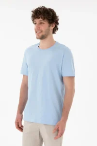 US Polo Assn. Men Regular Fit Crew Neck Blue Basic T-Shirt - Image 2