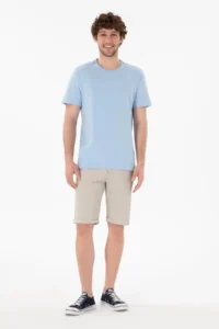 US Polo Assn. Men Regular Fit Crew Neck Blue Basic T-Shirt - Image 5