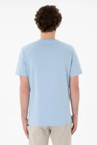 US Polo Assn. Men Regular Fit Crew Neck Blue Basic T-Shirt - Image 6