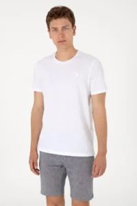 US Polo Assn. Men Regular Fit Crew Neck White Basic T-Shirt - Image 3
