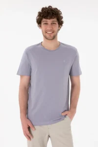 US Polo Assn. Men Regular Fit Crew Neck Gray Basic T-Shirt