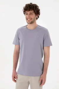 US Polo Assn. Men Regular Fit Crew Neck Gray Basic T-Shirt - Image 4