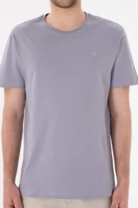 US Polo Assn. Men Regular Fit Crew Neck Gray Basic T-Shirt - Image 7