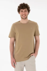 US Polo Assn. Men Regular Fit Crew Neck Gray Basic T-Shirt